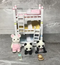 Calico Critters Triple Baby Bunk Beds Set With Pandas And Bunny. N