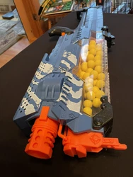 Nerf Rival Nemesis Mxvii-10k Blue automatic battery nerf gun WOW!!!. This gun can shoot out some nerf balls fast and...