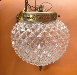LUSTRE SUSPENSION ANANAS - globe a facettes -DESIGN Art Déco VINTAGE,. Longueur totale réglable 72 cms Diamètre...
