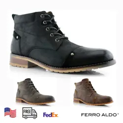 INCLUDES: 1- Pair of Mens Casual Brogue Mid-Top Lace-Up and Zipper Boots SPECIFICATIONS: Made With Top Tier Hand...