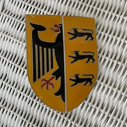 Baden Wurttemberg Car Grille Badge. Coat of Arms with 3 Pacing Lions. From a great collection of 1950s and 60s sports...