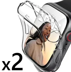 Pour Apple Watch Série 1/2/3/4/5/6/7/8/SE/ULTRA. Coque de protection intégrale 360° souple et transparente. LOT DE 2...
