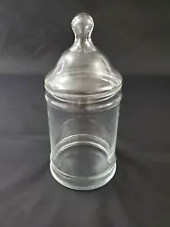 Vintage Clear Glass Apothecary Jar Canister w/ Domed Lid Mercantile Drugstore.  Approximately 9.5