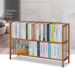 This two-layer bamboo bookshelf provides an extra platform to collect your books. Premium bamboo in brown coating...