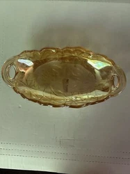 Vintage Marigold Orange Carnival Glass Dish. This piece is so beautiful! It measures 9 1/2 X 4 1/2.Nice Preowned...