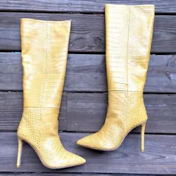 Gorgeous Paris Texas iconic embossed leather knee high boots. Pull on style, 85mm high heel (4