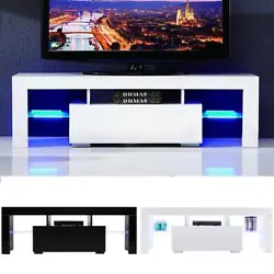 2 stylish glass shelves can be lit by the included blue LED light. The TV stand also features two glass shelves which...