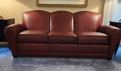Ethan Allen Leather Sofa, 3 cushion tight back, burgundy leather with subtle shading.  Super comfortable, rarely used....