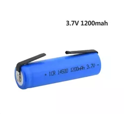 Batterie rechargeable 14500 Li.ion 3.7V 1200mAh avec ailettes soudables  Mesure diamètre 14 mm longueur 51 mm A...