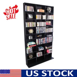 9 Tier Storage Shelf Bookcase Wood Adjustable CD DVD Display Gray Woodgrain US. The sturdy traditional design has new...