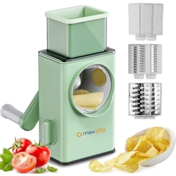 Max-Life Rotary Cheese Grater, Vegetable Slicer, Round Mandoline Slicer, Cutter for Vegetable, Fruit, Cookie, Oreos,...