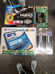 Lot of new vintage computer parts  Elite group g41t-17 motherboard new sealed MSI n210 graphic card with HDMI output...