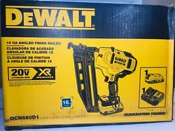 The DEWALT DCN660 16 Gauge Angled Finish Nailer drives 16 Gauge angled finish nails from 1-1/4