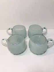 Anthropologie Frosted Glass Mugs Set Of 4 VGU Cups Clear. Condition is 