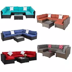 Kinbor 7pcs fashion rattan wicker sofa Furniture set will perfect for outdoor garden, backyard, patio and any other...