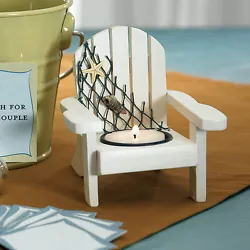 Candle is NOT included. Nautical decorations on chair included. Wooden painted deck chairs can be used as place card...