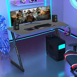 This gaming desk workstation provides massive space for PC, gaming keyboards, gaming monitors and other gaming gear....