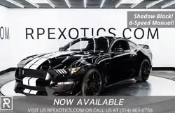 RP Exotics is pleased to offer this 2019 Ford Shelby Mustang GT350. Finished in Shadow Black with iconic white racing...