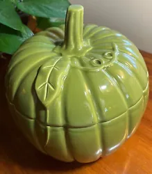 Very nice size Farmhouse style Cookies Jar great for fall and year round use. Has a sturdy and swirling leaves and...