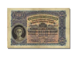 Billet, Suisse, 100 Franken, 1924, 1924-04-01, TTB. 100 Francs Type 1910, 1er Avril 1924, Alphabet 3X, Pick 35a...