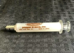 Capacity: 5cc (5mL). Model:5cc Reusable Glass Luer-Lok Syringe. Good used condition. Lab Bench Supplies.