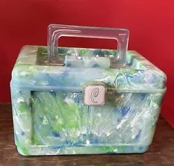 Vintage Caboodles Color Collisions Green Marble Tote Organizer #5604.Made in the USA by a division of Plano molding...