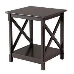 Stylish elements: X-design end table in a sophisticated dark coffee color. Attractive to users of different ages with a...