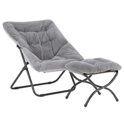 Faux Fur High-quality Material Comfy Saucer Chair with Ottoman: Covered in super soft faux fur to add to this saucer...