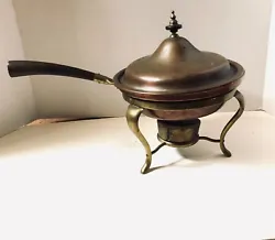 Vintage Brass Cooking Pot or Fondue with Burner Pan Cook Set. See photos for more details. Includes pan, lid, stand and...