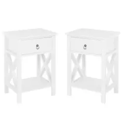 The most classic FCH set of two modern bedside tables! X-shaped appearance design, smooth tabletop, with a drawer and...