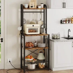 Multipurpose Kitchen Storage Shelf : This rustic coffee rack combines a coffee bar table, buffet table, and storage...