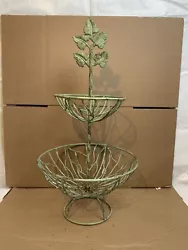Vintage 2 Tier Fruit Basket Holder Metal Wire Vegetable Storage Stand. Nice vintage piece. Needs some cleaning has a...