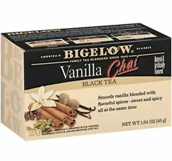 Bigelow Vanilla Chai Black Tea Bags 20-Count Box (Pack of 6) EXP JAN 2026.