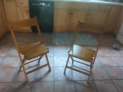 2 Antique Vintage Slat Wood Folding Chairs Snyder Chair Co. USA-Pair.  Local Church chairs - 