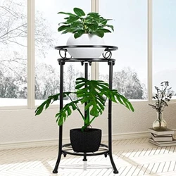🌿TWO TIERS PLANT STAND RACK: Outdoor plant stands have two tier shelf. You can easily fit 2 plants on the plant...