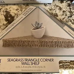 2 Seagrass Fiber Large Corner Triangle Wall Shelf 15 In X 10.5.