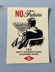 Obey Giant Vinyl Sticker Shepard Fairey ‘No Future’ 3x4” Slaps UV Coated NEW. Shepard FaireyObey GiantCream...