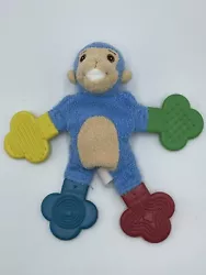Munchkin monkey Vintage Rattle Teether Teething Stuffed Plush Baby Toy.