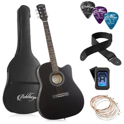 Perfect for beginners! This full size acoustic guitar arrives ready-to-play, right out of the box! The traditional,...
