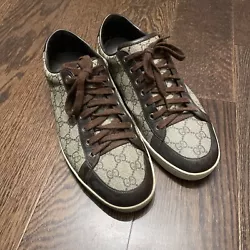 Men’s used Gucci low tops Size 10. May run a little small. Bought them for my husband years ago and he doesn’t wear...