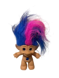 Vintage 1998 Treasure Trolls Doll Blue Gem Blue and Pink Hair.