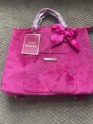 NWT Juicy Couture Pink Velvet Convertible Backpack / Tote Bag /.