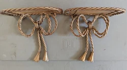 Pair of cute Vintage Twisted Metal Rope style Bow Shelves Gold.  Great little wall accents - unsure of age but at least...