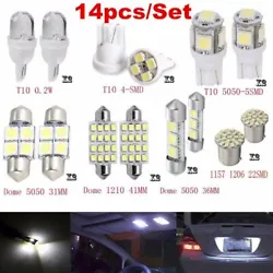 14Pcs LED Interior Package Kit For T10 36mm Map Dome License Plate Lights White   Description:.
