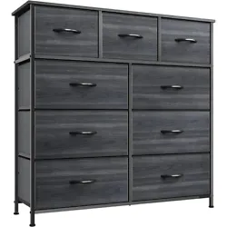 Number of Drawers: 9. Style: Modern. Color: Charcoal Black Wood Grain. ● Assembling hardware kits.