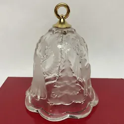 VINTAGE HOLIDAY CHRISTMAS BELL ORNAMENT Angel Tree 4.5” Clear. Gold tone hanging ring at the top.Measures...