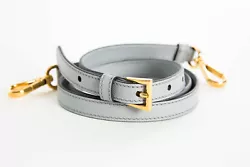 Prada Bag Removable Adjustable Leather Shoulder Strap - Light Gray (Granito) with Gold Hardware.