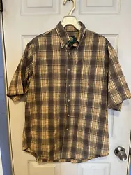 Cabelas Outdoor Gear Button Down Shirt Mens Size M Brown Plaid Camping Hiking. In very good pre-owned condition. Great...