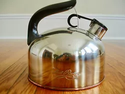 Vintage Paul Revere Ware 2 Qt Copper Bottom Whistling Tea Kettle Pot 88-C Used.Very Nice Condition