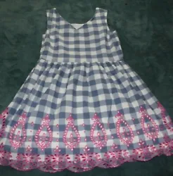 GORGEOUS NWOT GAP DRESS BLUE GINGHAM WITH BEAUTIFUL PINK EYELET. I am more than happy to answer any that you have. I...